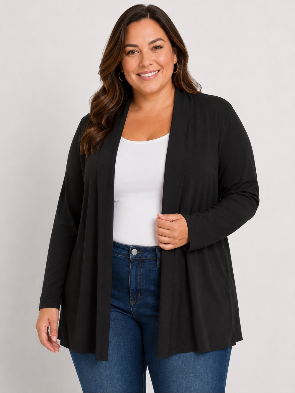 Talbots Black Open-Front Lightweight Cardigan